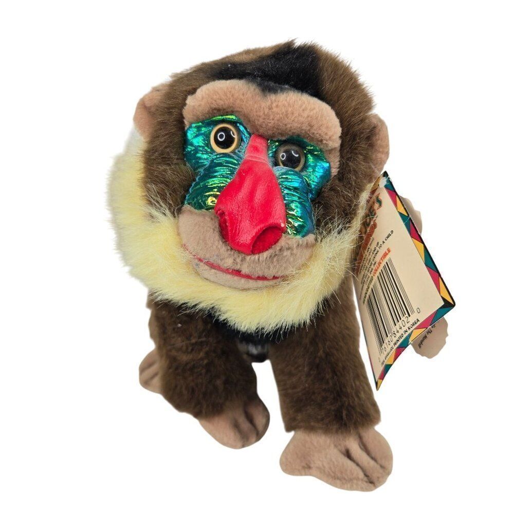 Vintage 90s Merlin The Mandrill Plush Jungle Joes Safari Friends Stuffed Animal